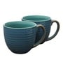 Glazed Pottery Stripe 300ml Green Ceramic (Set of 2) Tea Cup