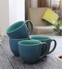 Glazed Pottery 300ml Green Ceramic (Set of 4) Tea Cup