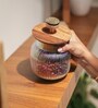 Gleam Glass Jar with Acacia Wood Lid & Resin Knob