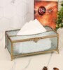 Gleaming Crackle Glass Antique Brass Tissue Holder