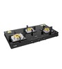 Glen 3 Burner Glass Black Cooktop 1038 SQ BL with Forged Brass Burners
