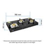 Glen 3 Burner Glass Black Cooktop 1038 SQ BL with Forged Brass Burners