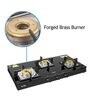 Glen 3 Burner Glass Black Cooktop 1038 SQ BL with Forged Brass Burners