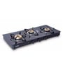 Glen 1033 GT XL 3 Burner Gas Stove with Glass Top and Brass Burner in Black Colour