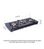 Glen 1033 GT XL 3 Burner Gas Stove with Glass Top and Brass Burner in Black Colour