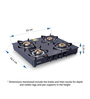 Glen 1043 GT 4 Burner Gas Stove with Brass Burner in Black Colour