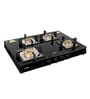 Glen 1048 SQ BL 4 Burner Gas Stove with Glass Top and Forged Brass Burners in Black Colour