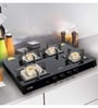 Glen 1048 SQ BL 4 Burner Gas Stove with Glass Top and Forged Brass Burners in Black Colour