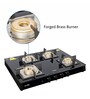 Glen 1048 SQ BL 4 Burner Gas Stove with Glass Top and Forged Brass Burners in Black Colour