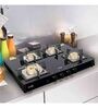 Glen 4 Burner Glass Black Cooktop 1048 SQ BL with Forged Brass Burners and Auto Ignition