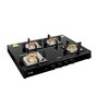 Glen 4 Burner Glass Black Cooktop 1048 SQ BL with Forged Brass Burners and Auto Ignition