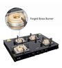 Glen 4 Burner Glass Black Cooktop 1048 SQ BL with Forged Brass Burners and Auto Ignition