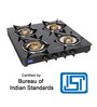 Glen 1040 GT XL Junior 4 Burner LPG Gas Stove with Brass Burners in Black Colour