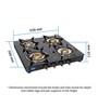 Glen 1040 GT XL Junior 4 Burner LPG Gas Stove with Brass Burners in Black Colour