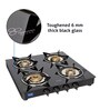 Glen 1040 GT XL Junior 4 Burner LPG Gas Stove with Brass Burners in Black Colour