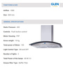 Glen 60 cm 1000 m3h Hood Chimney (Model No: Glen 6071 Sx 60)