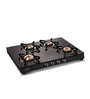 Glen Four Burner LPG Stove 1044 GT Black with Brass Burner