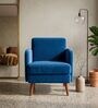 Glider Arm Chair In Blue Velvet Colour