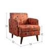 Glider Teak Wood Arm Chair in Red Floral Printed Fabric