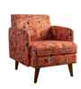 Glider Teak Wood Arm Chair in Red Floral Printed Fabric