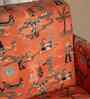 Glider Teak Wood Arm Chair in Red Floral Printed Fabric