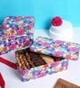 Metal Storage Box with Lid | Airtight|Rectangular (Multicolor Floral)