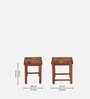Global Print Solid Wood Nesting Table in Brown Colour
