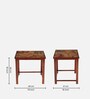 Global Print Solid Wood Nesting Table in Brown Colour