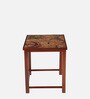 Global Print Solid Wood Nesting Table in Brown Colour
