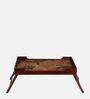 Global Print Solid Wood Portable Table in Brown Colour