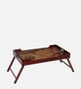 Global Print Solid Wood Portable Table in Brown Colour