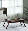 Global Print Solid Wood Portable Table in Brown Colour
