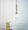 Globe Hanging Pendant Light Antique Brass Finish with Frosted Milky White Glass