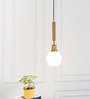Globe Hanging Pendant Light Antique Brass Finish with Frosted Milky White Glass