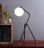 Globe White Glass Shade Table Lamp with Black Base