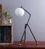 Globe White Glass Shade Table Lamp with Black Base