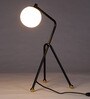 Globe White Glass Shade Table Lamp with Black Base