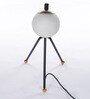 Globe White Glass Shade Table Lamp with Black Base