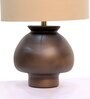 Globus Ceramic Dark Brown Table Lamp with Hemp Light Brown Shade