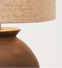 Globus Ceramic Dark Brown Table Lamp with Hemp Light Brown Shade