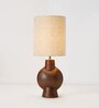 Globus Ceramic Dark Brown Table Lamp with Hemp Light Brown Shade