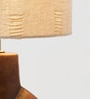 Globus Ceramic Dark Brown Table Lamp with Hemp Light Brown Shade