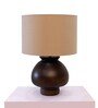 Globus Ceramic Dark Brown Table Lamp with Hemp Light Brown Shade