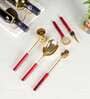 Red Resin & Steel Bar Set of 5