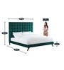 Glorious Fabric Upholstered King Size Bed in Green Colour