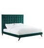 Glorious Fabric Upholstered King Size Bed in Green Colour
