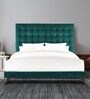 Glorious Fabric Upholstered King Size Bed in Green Colour