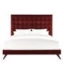 Glorious Fabric Queen Size Bed in Dark Red Colour
