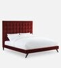 Glorious Fabric Queen Size Bed in Dark Red Colour