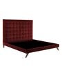 Glorious Fabric Queen Size Bed in Dark Red Colour